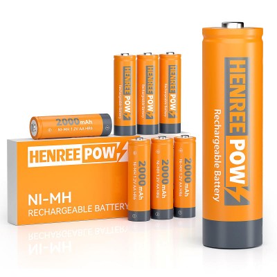 Henreepow AA 2000mah 1.2v 고용량 Ni-MH 충전식 배터리